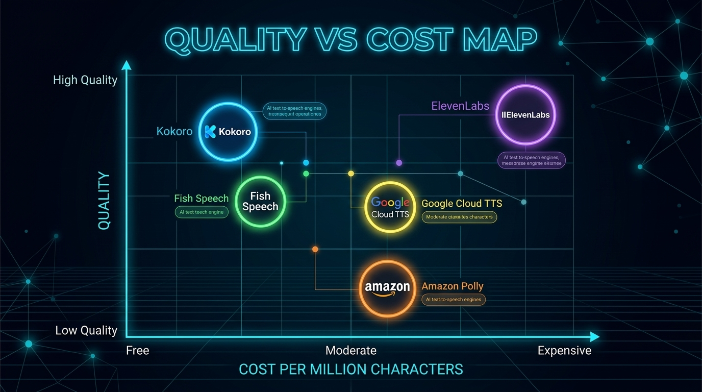 Comparison Visual: TTS providers mapped by quality vs cost