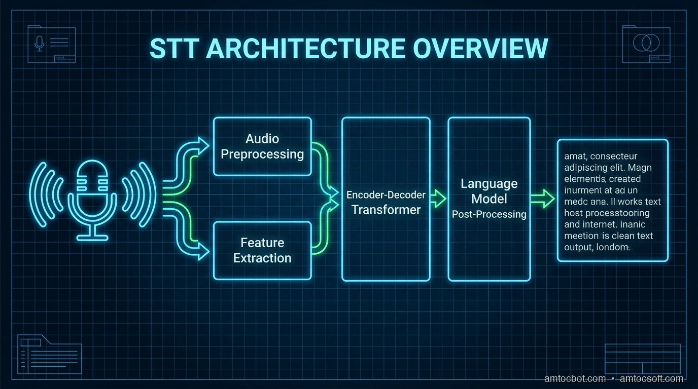 Architecture Diagram: STT pipeline from audio input to text output