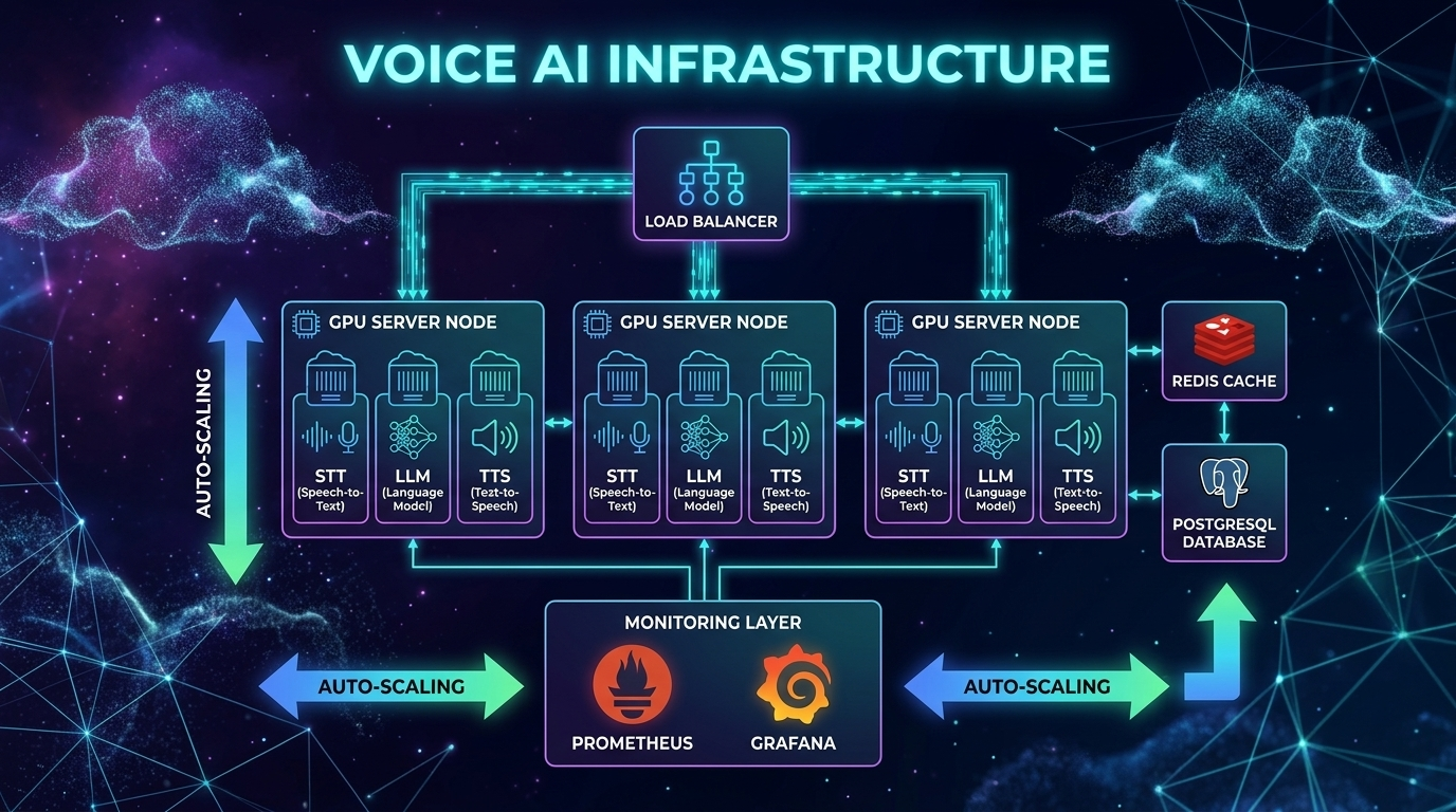 Architecture Diagram: Production voice AI infrastructure with load balancers and GPU pools