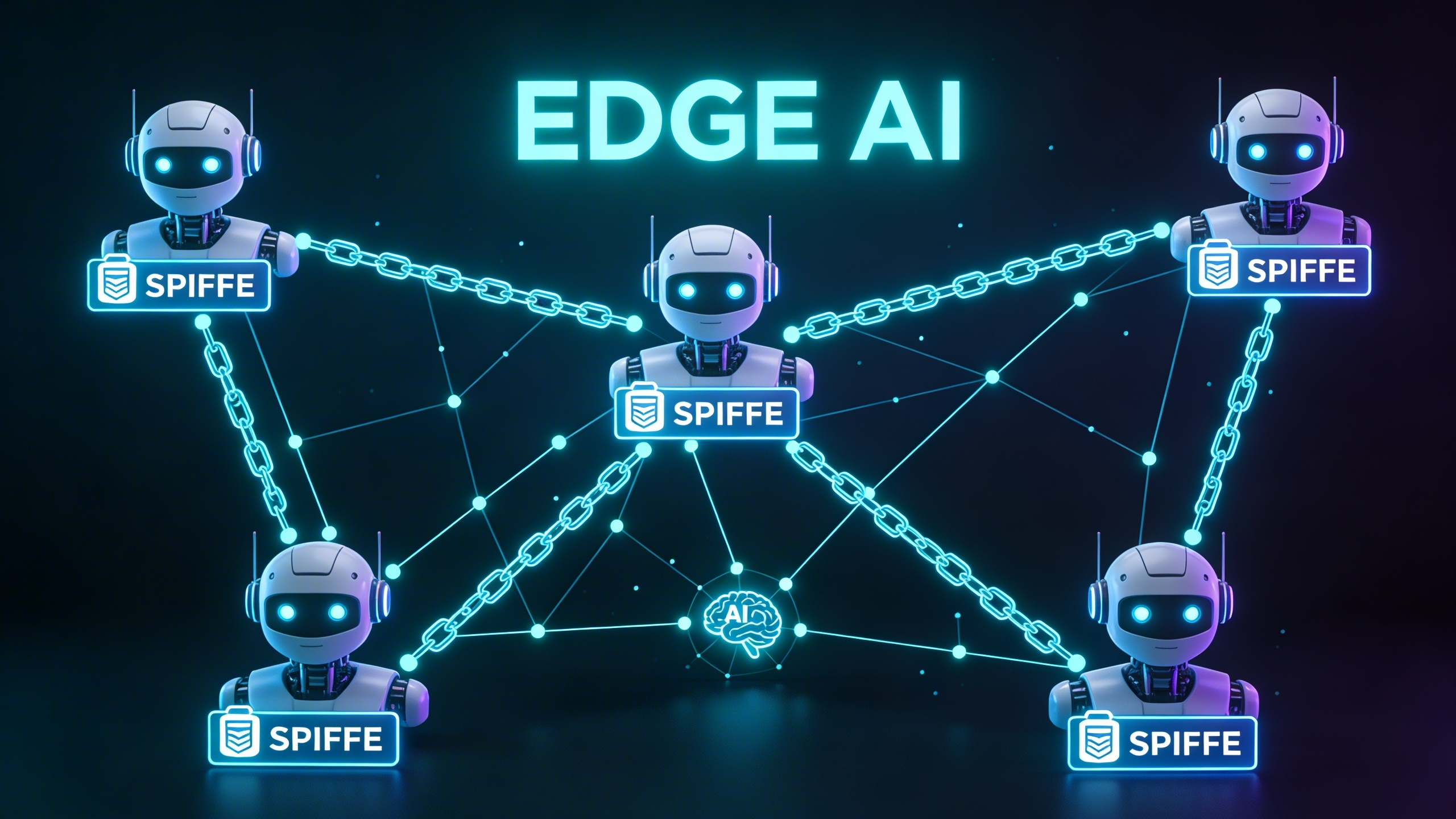 Hero image showing a network of AI agents connected by cryptographic identity chains