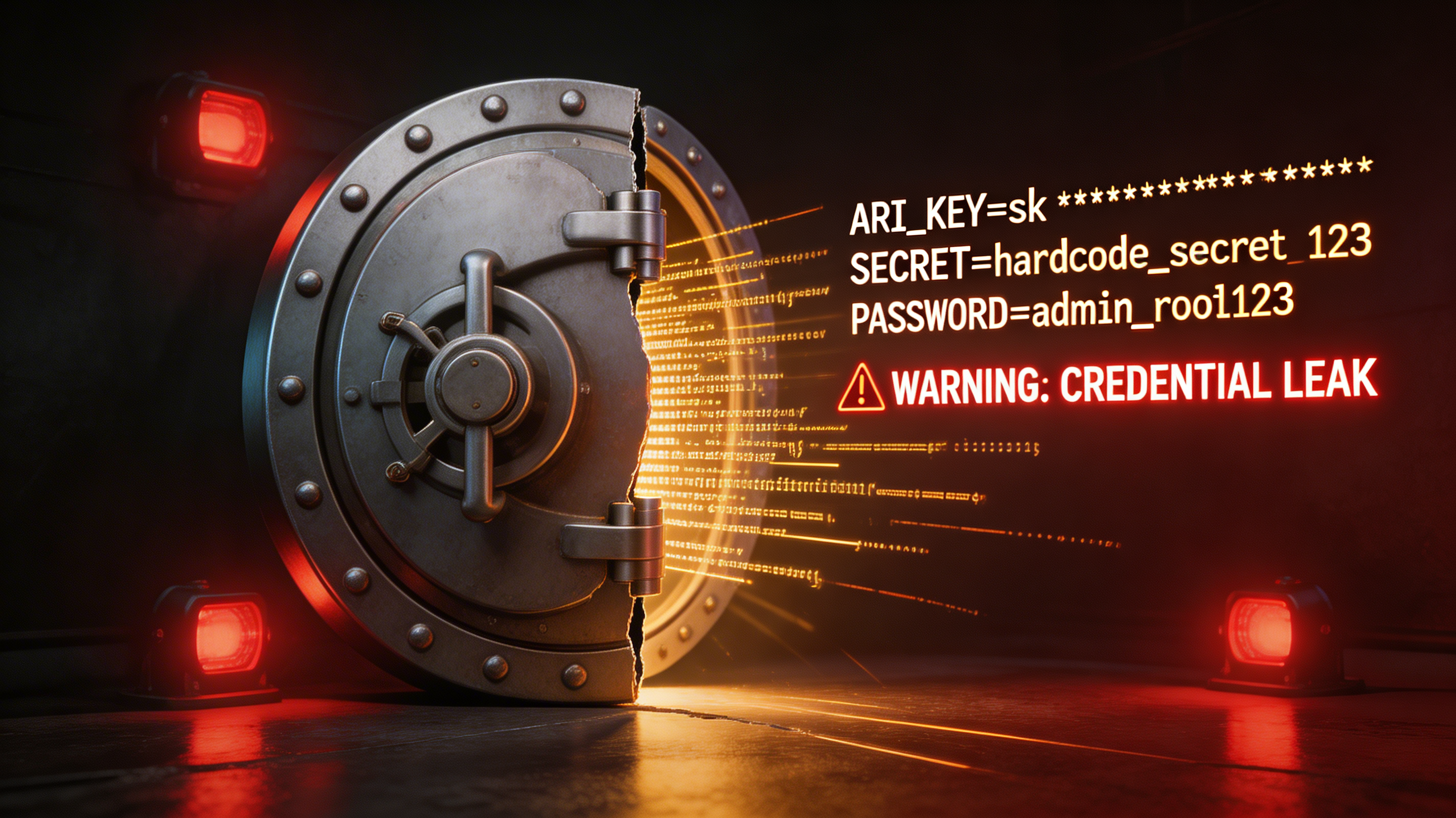 Hero image showing a vault with a cracked door and code spilling out