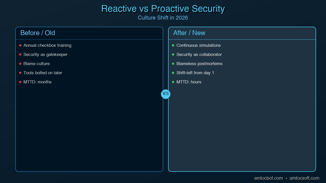 Comparison: Reactive security culture vs. proactive security culture