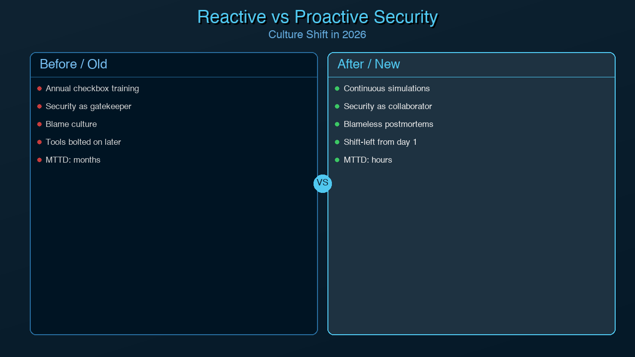 Comparison: Reactive security culture vs. proactive security culture